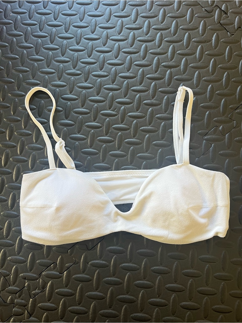 aerie Lightly Padded White Padded Bralette Swim Bikini Top Size Large